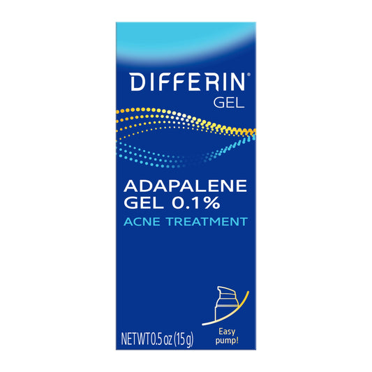 Differin Acne Treatment Gel, 30 Day Supply, Retinoid Treatment for Face with 0.1% Adapalene, Gentle Skin Care for Acne Prone Sensitive Skin, 15g Pump
