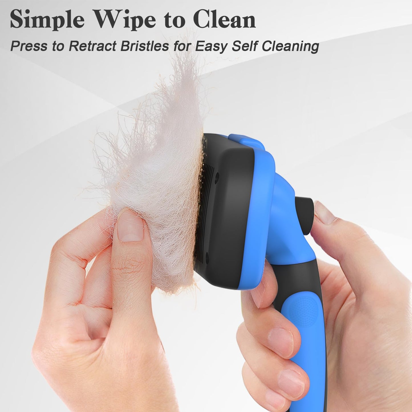 Swihauk Self-Cleaning Slicker Brush – Deshedding Grooming Tool for Dogs & Cats, Skin-Friendly, Blue, Pet Supplies Included