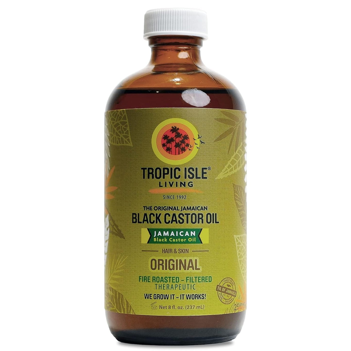 Tropic Isle Living Jamaican Black Castor Oil 8oz - For Hair Growth, Skin Conditioning, Eyebrows & Eyelashes, Scalp and Nail Care. Strengthen