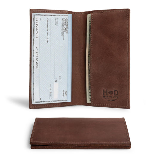 Hide & Drink, Checkbook Cover, Minimalist Organizer for Personal or Business Finances, Bill Holder, Full Grain Leather, Handmade, Bourbon Brown Toys & Games Hide & Drink