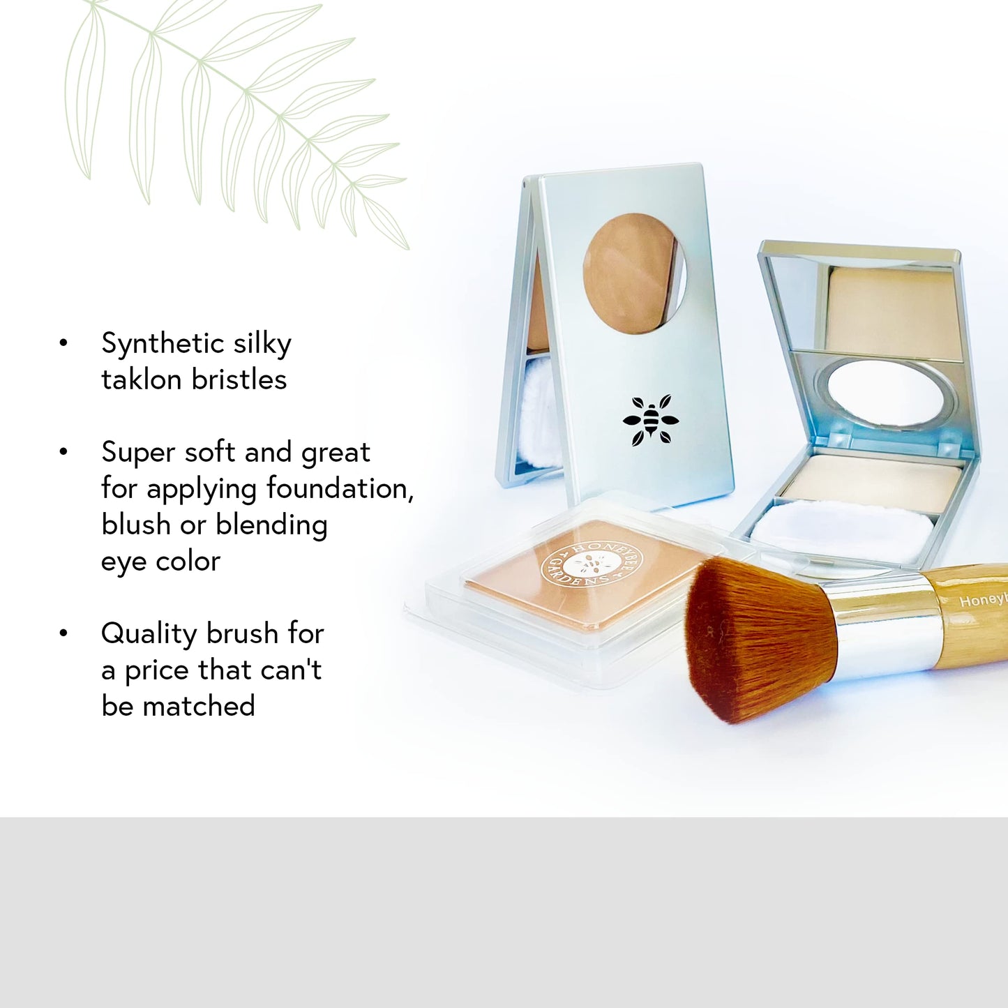 Honeybee Gardens Kabuki Brush/Bronzer Brush/Mini Buffer Brush | Bamboo Handle | Eco Friendly
