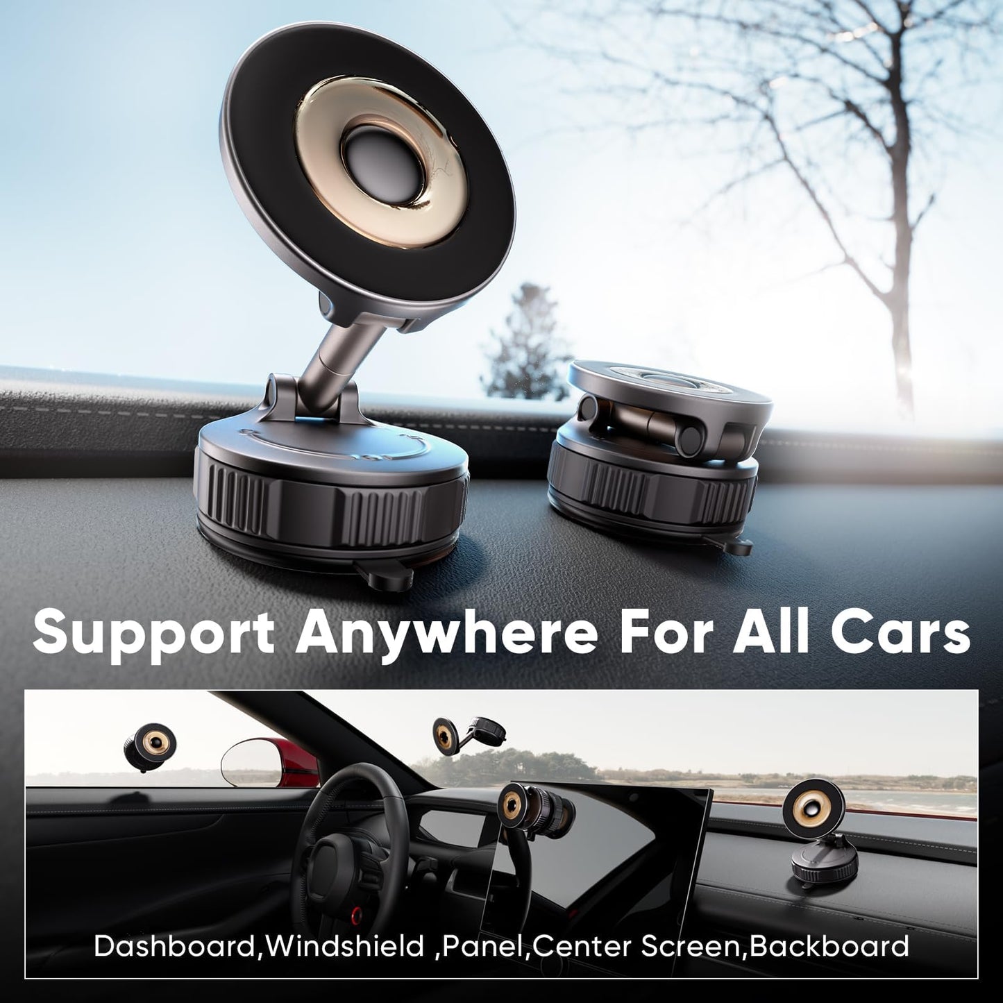 Phone Holders for Your Car, Car Phone Holder for Magsafe [120+ LB Strongest Suction & 2800gf Strongest Magnetic] 360° Adjustable Magnetic Car Phone…