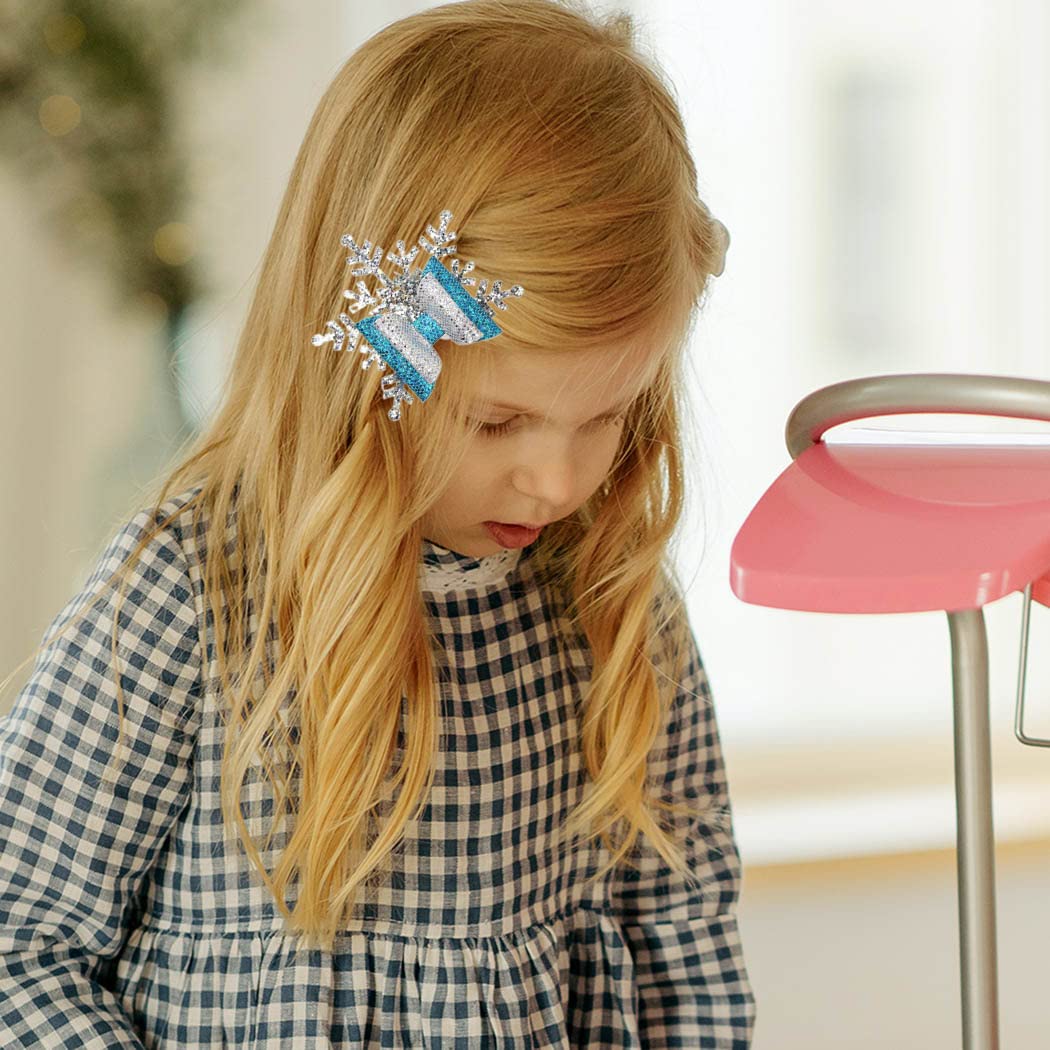 Campsis 4Pieces Christmas Glitter Bow Hair Clips Sequins Bowknot Barrettes Bling Alligator Hair Clips Party Holiday Thanksgiving Prom Decoration