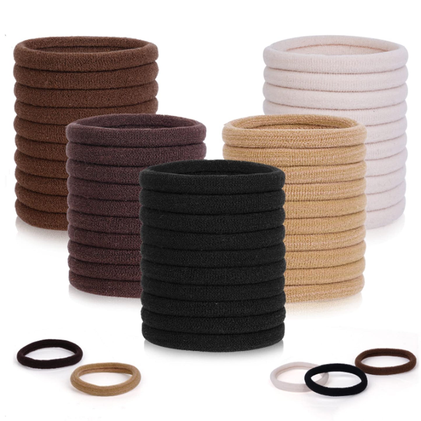 Pimoys 50 Pcs Elastic Hair Ties, Thick Seamless Hair Bands No Damage Soft Ponytail Holders Hair Accessories for Girls Women, Neutral Beauty and Personal Care Pimoys Default Title