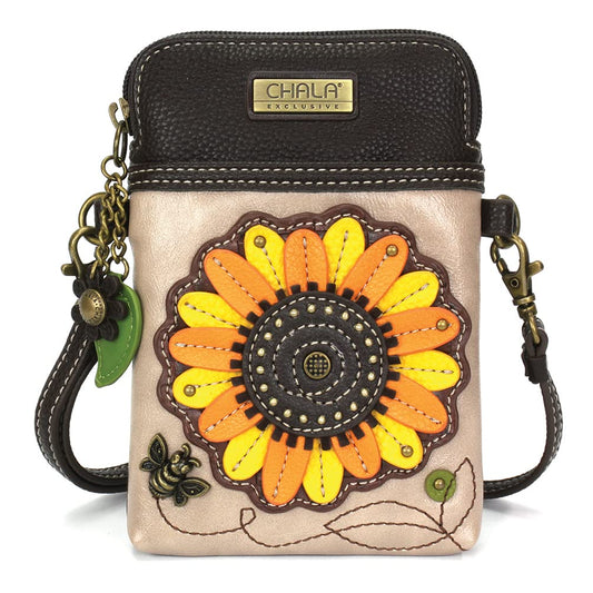 CHALA Crossbody Cell Phone Purse | Women's Wristlet Handbags with Adjustable Strap (Sepcial Edition_ Ivory Sunflower) Fashion CHALA