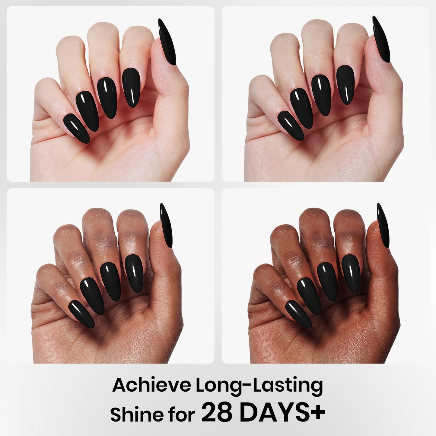 Beetles 3 Pcs No Wipe Gel Top Coat Base Coat & Black Gel Nail Polish Set, Shine Finish and Long Lasting, Soak Off LED Lamp Base Top Uv Lamp Nail Art Beauty and Personal Care beetles Gel Polish