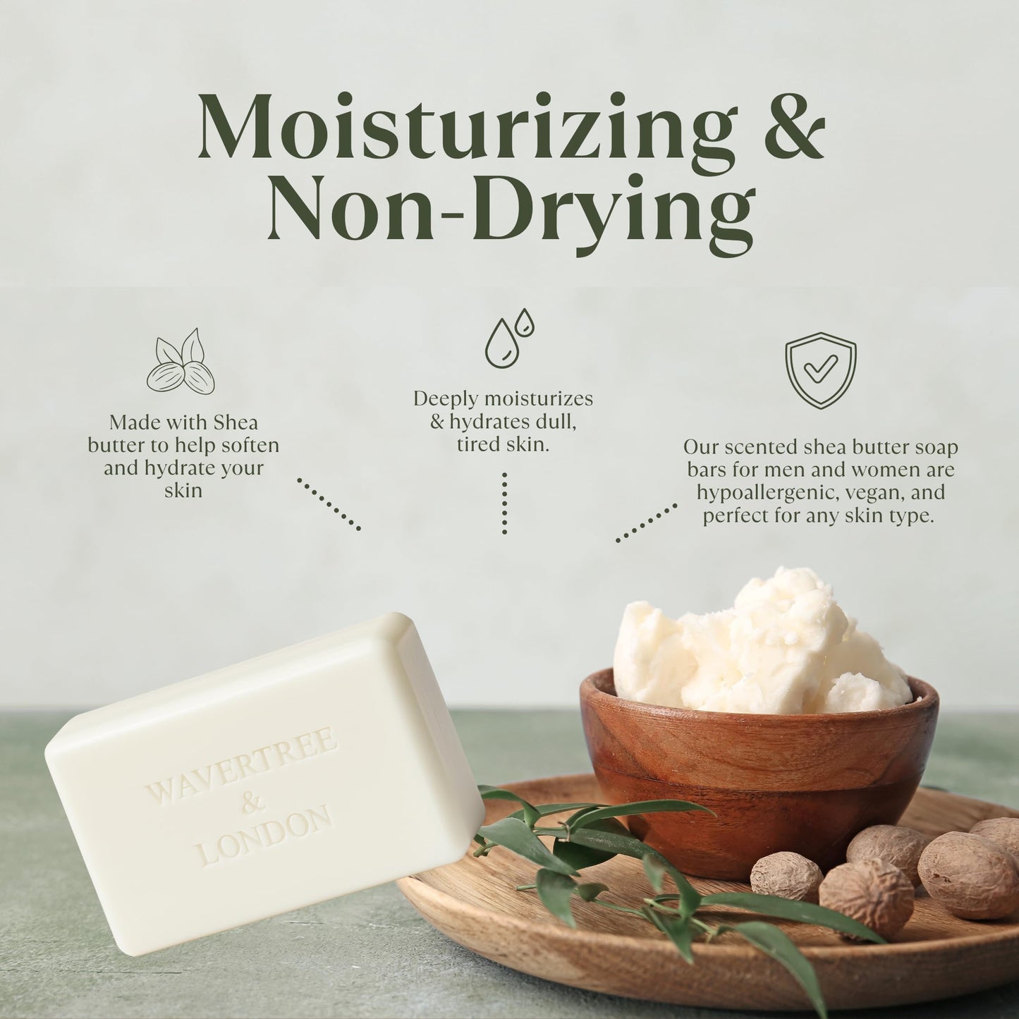 Wavertree & London Basil, Lime & Mandarin Scented Natural Soap (8 Bars), 7oz Moisturizing French Triple Milled Soap Bars enriched with shea butter