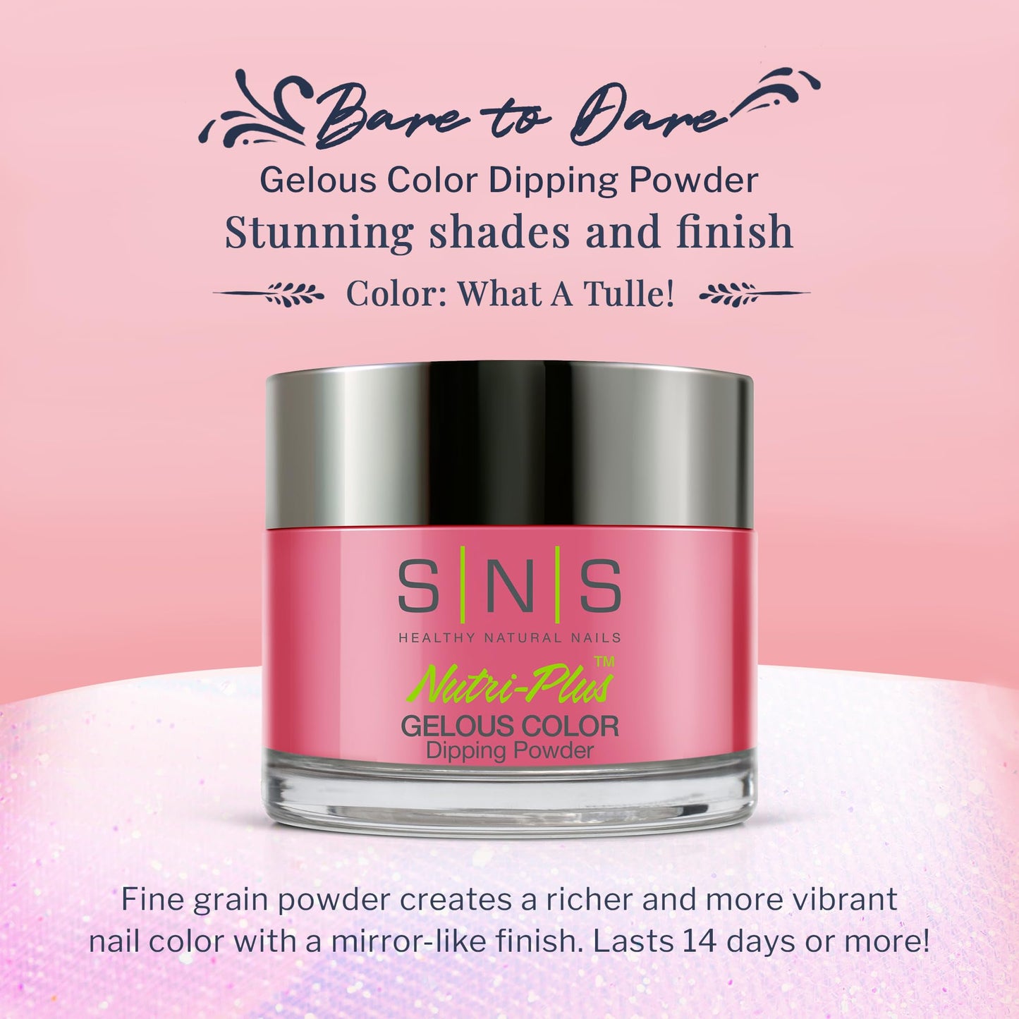 SNS Nail Dip Powder, Gelous Color Dipping Powder - What A Tulle! (Pink/Magenta Cream) - Long-Lasting Acrylic Nail Color & Polish Lasts 14 Days Beauty & Personal Care SNS Healthy Natural Nails