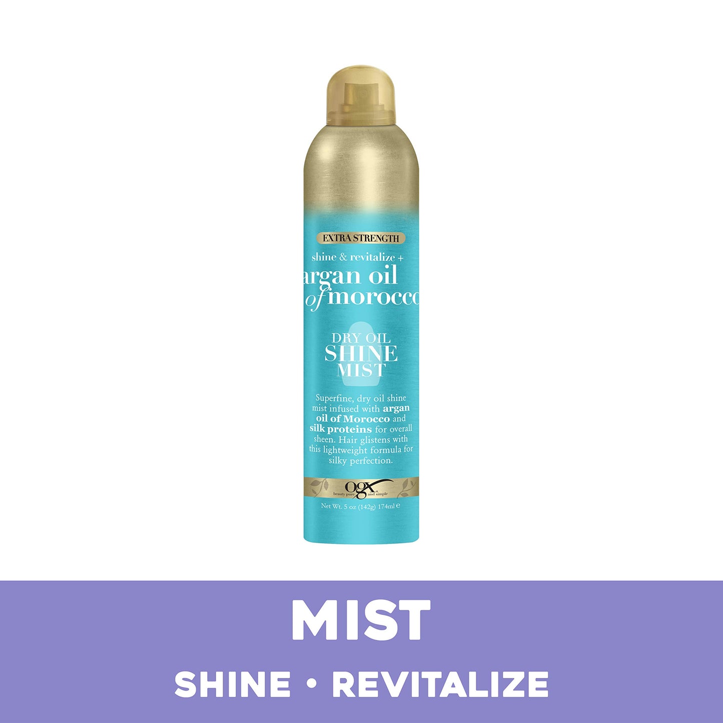 OGX Revitalize + Argan Shine Extra Strength Dry Oil Conditioning Mist with Argan Oil & Silk Proteins, Light Nourishing Hair Treatment to Soften Hair