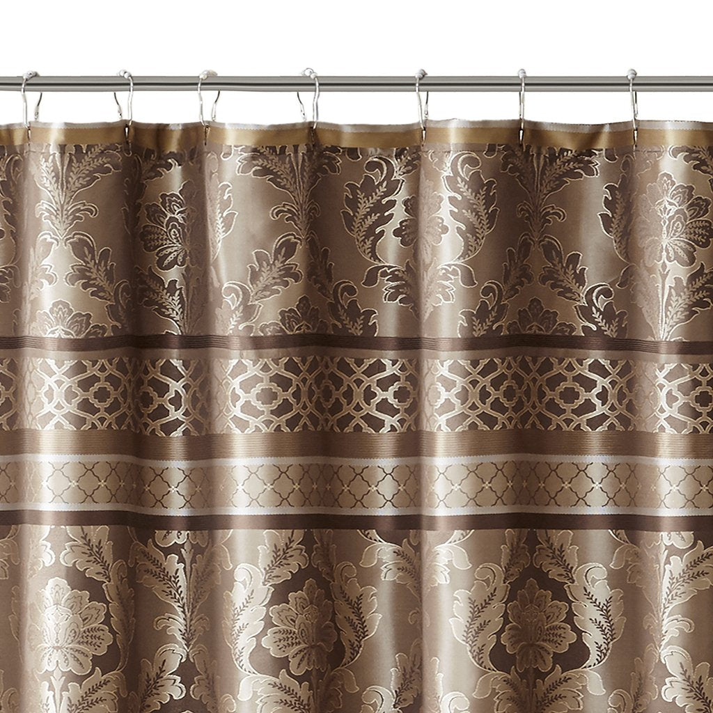 Madison Park Bellagio Taupe Shower Curtain, Transitional Shower Curtains for Bathroom, 72 X 72, Beige