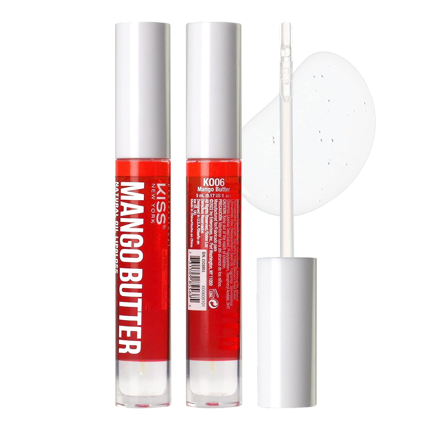 Kiss New York 3 PACK Lip Oil Gloss, Hydrating Non-Sticky Lip Oil, 100% Natural Oil Clear Lip Gloss, Lightweight Lip Moisturizer (Rosegold & Rosehip