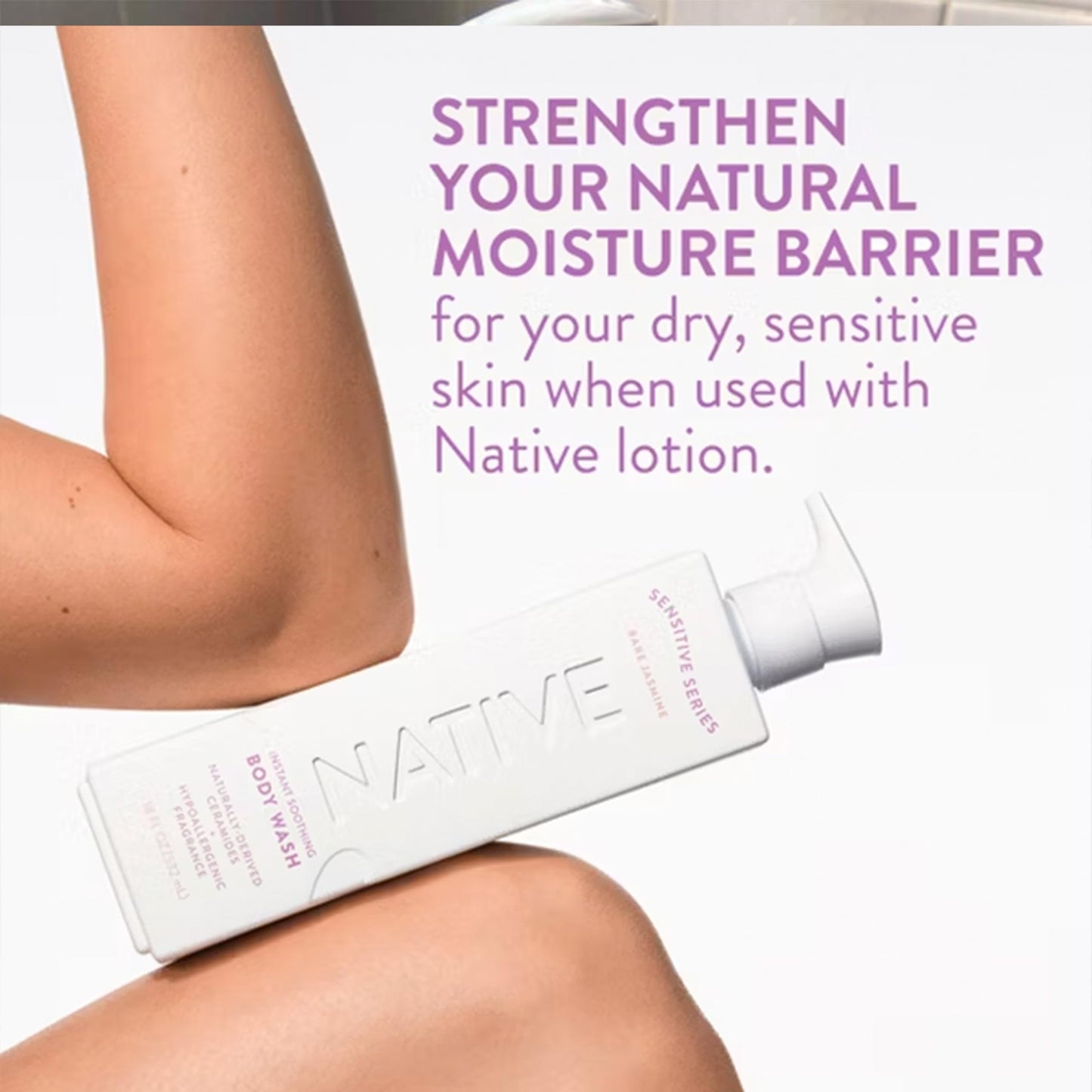 Native Sensitive Series Hypoallergenic Fragrance Free 24-Hour Hydrating Body Wash - Bare Jasmine - 18 fl oz: Paraben-Free, Sulfate-Free, Plastic Pump