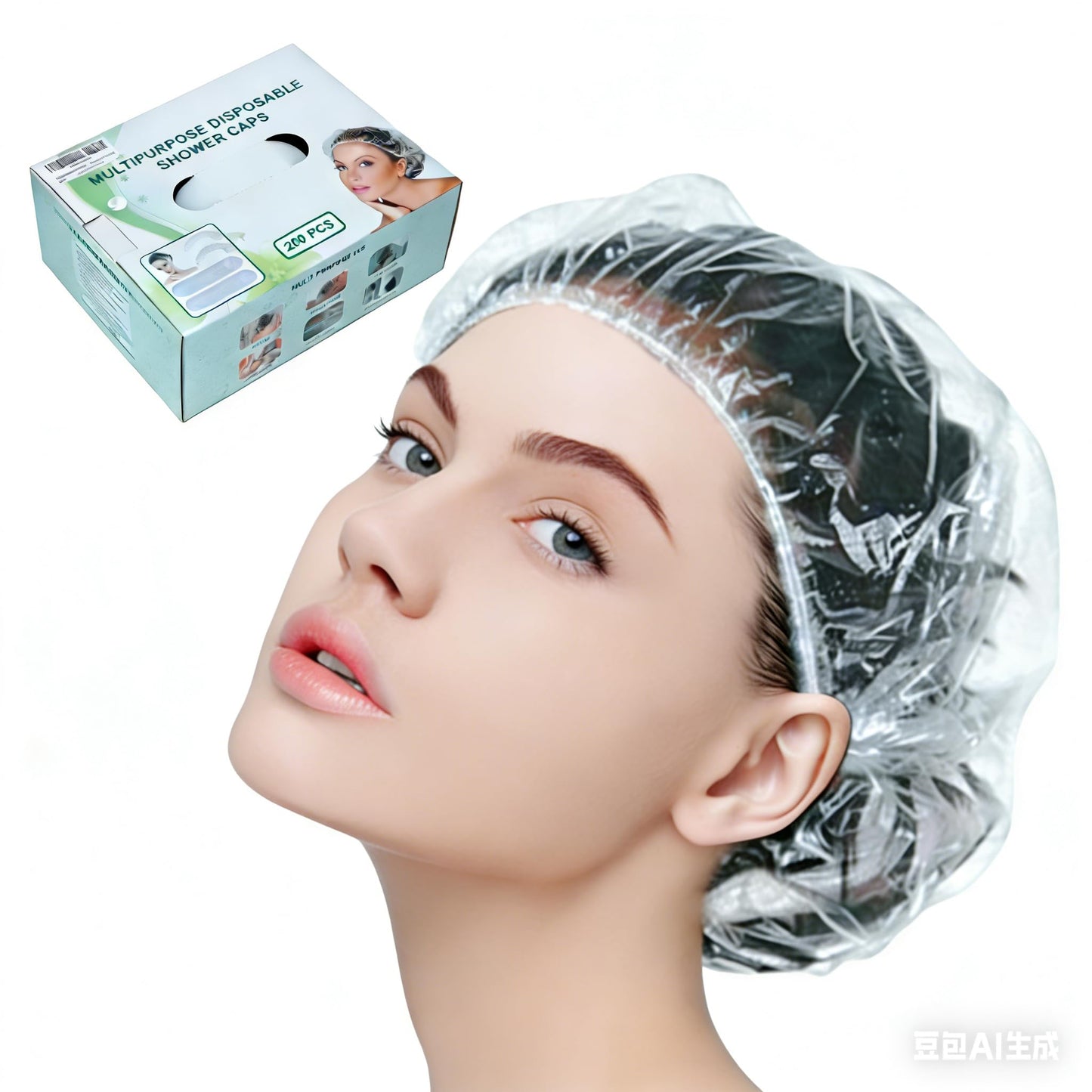 Tissue Box With Dispenser Disposable Shower Caps 200pcs Hair Processing Clear Plastic Caps For Spa Home Use Hotel and Hair Salon Plastic Clear Elastic