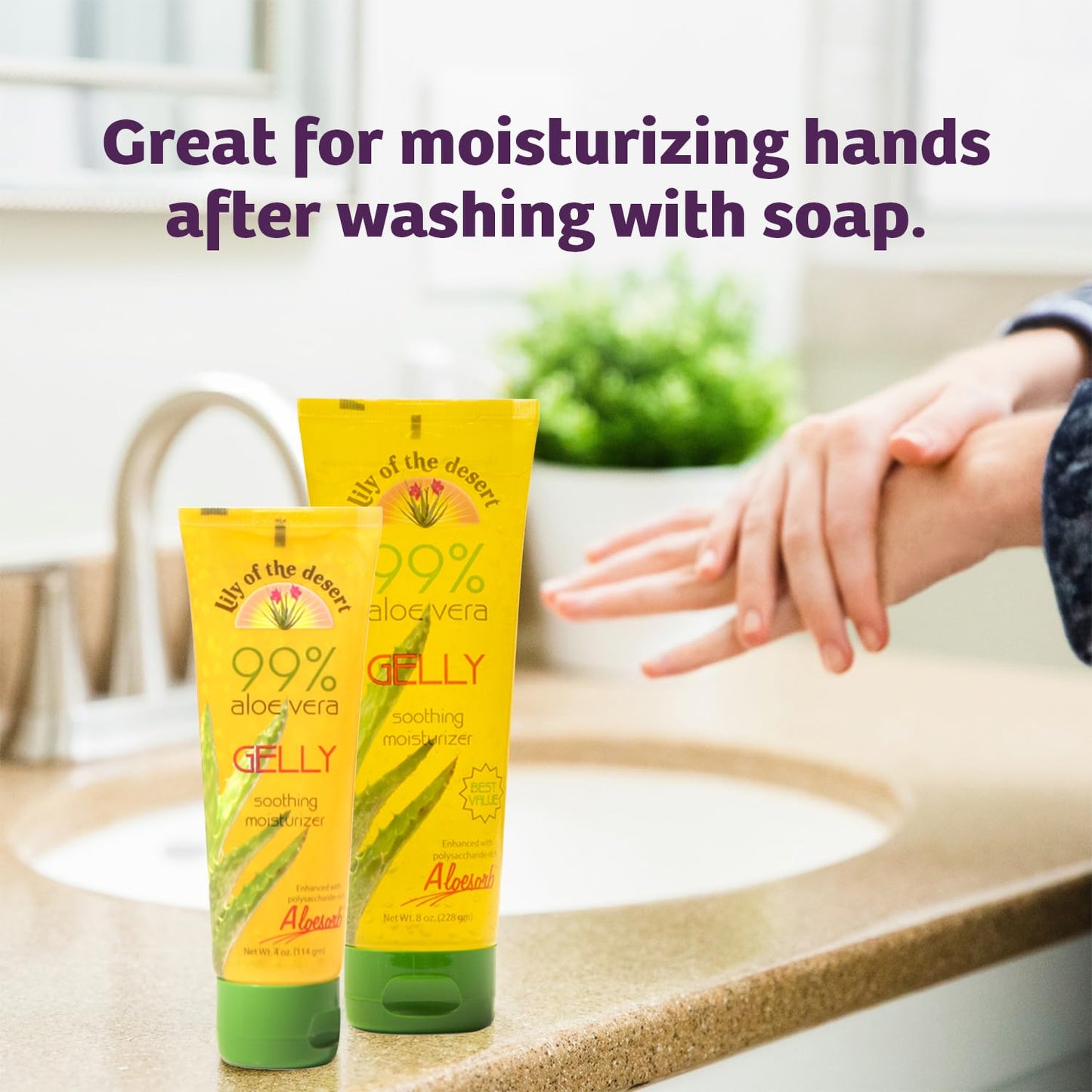 Lily Of The Desert Gelly Moisturizer - 99% Organic Aloe Vera Gel for Skin, After Sun Care with Aloe, Vitamin E Oil, and Vitamin C for Sunburn Relief