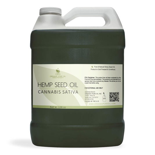 Hemp Seed Oil - Pure, Unrefined, Cold Pressed, All-Natural Non-GMO, Extra Virgin, Undiluted, Carrier Oil - Bulk 128 oz / 1 Gallon - Tinctures, Blends Beauty & Personal Care OPO