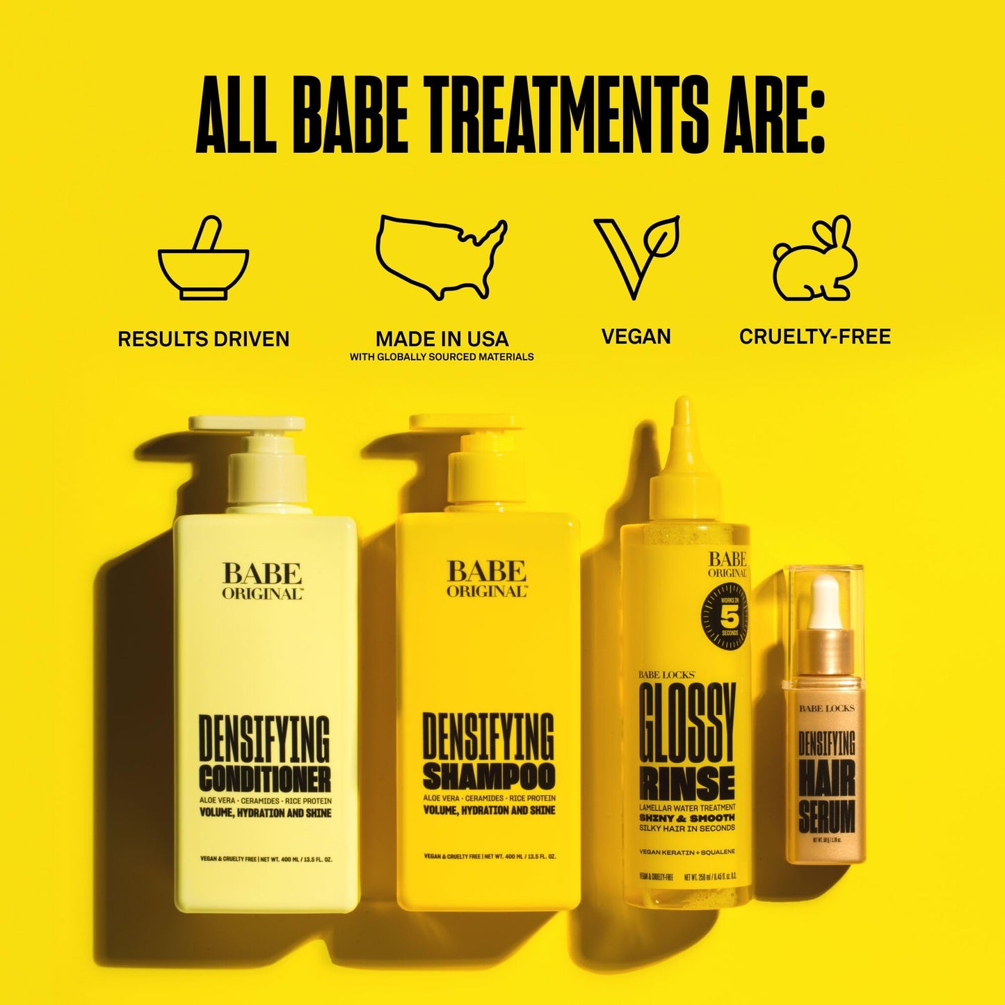 Babe Original Densifying Shampoo & Conditioner Volumizing Conditioner for Fine or Dry/Damaged Hair | Aloe Vera, Ceramides, Rice Protein for Fuller +