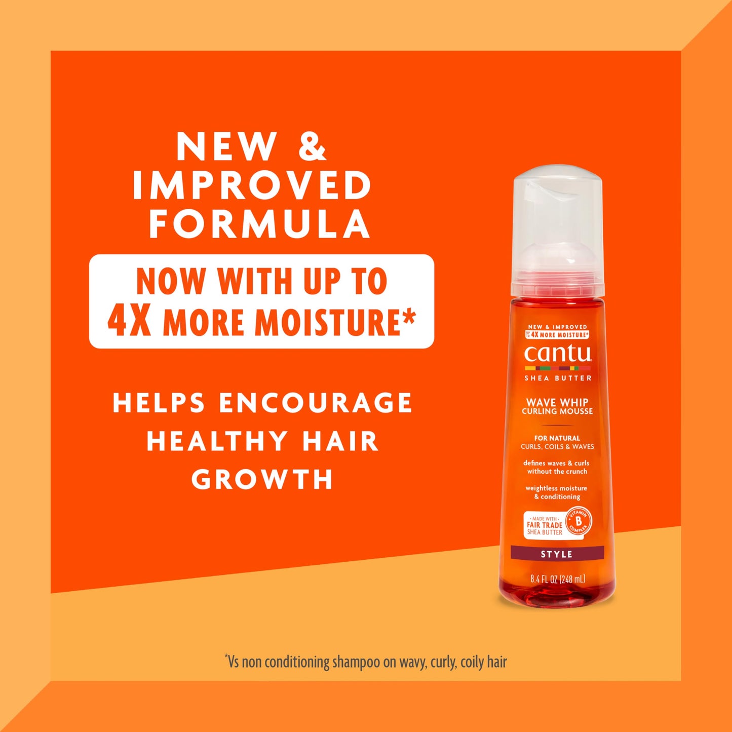 Cantu Wave Whip Curling Mousse for Natural Hair with Pure Shea Butter, 8.4 fl oz (Pack of 2)