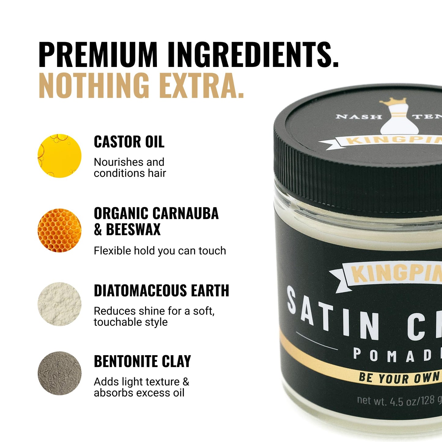 Satin Cream Hair Wax for Smooth Styling - Medium Hold & Natural Finish - Lightweight, Non-Greasy Hair Pomade for Men, All-Day Control & Texture