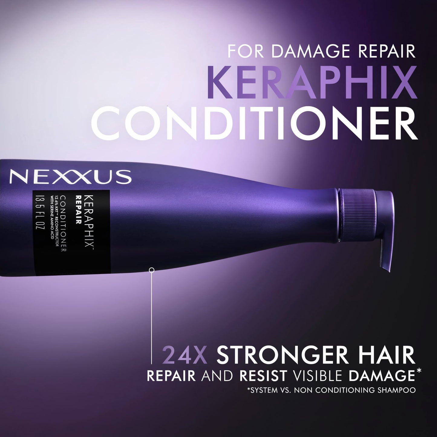 (1) Nexxus KERAPHIX Shampoo & (1) Nexxus KERAPHIX Conditioner - 13.5 oz (400 ml) EACH - Damage Healing - Keratin Protein and Black Rice - For Severely