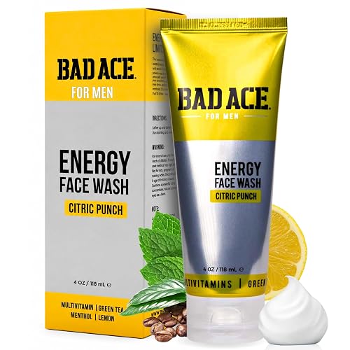 BAD ACE Energy Daily Face Wash | Korean Skin Care Formula Mens Face Wash for Dry Skin, Sensitive, Acne-Prone | Facial Cleanser for Men with Vitamins