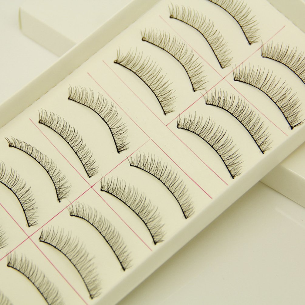 Ewanda store 10 Pairs False Eyelashes Natural Naked Makeup Short Eyelashes Handmade False Eye lashes