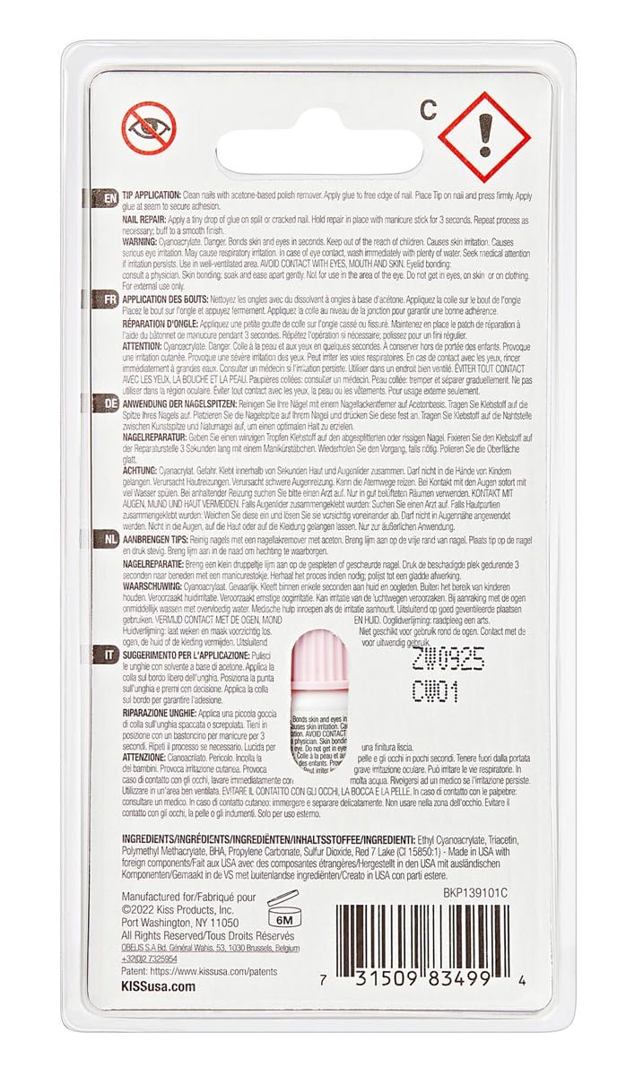Kiss Powerflex Nail Glue Pink Tint 0.10 Ounce (Pack of 2) Beauty & Personal Care KISS