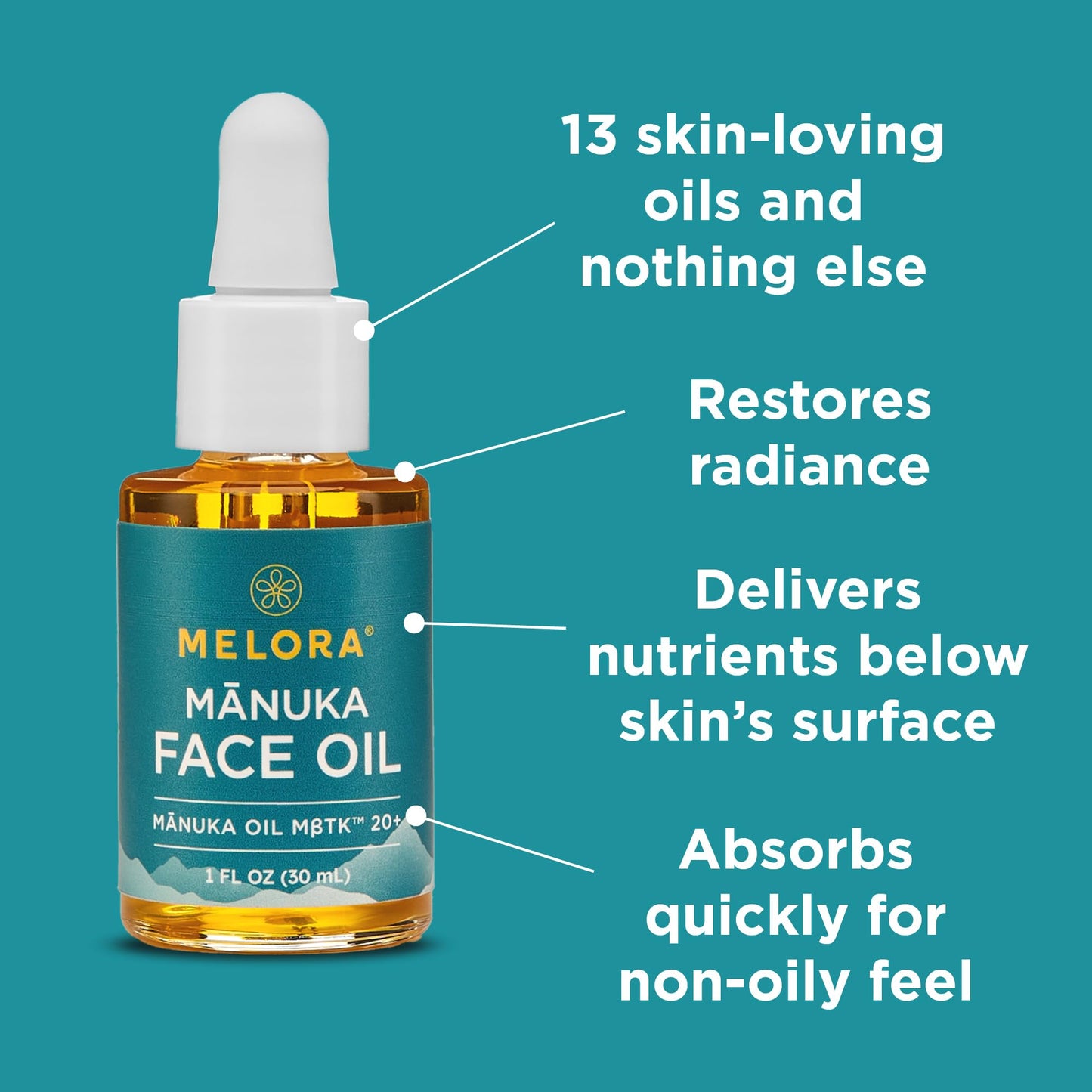 MELORA Manuka Face Oil (1 Oz) - Manuka Skin Care Facial Oil Serum for Dry or Sensitive Skin - Anti-Aging Oil for Face for Women & Men