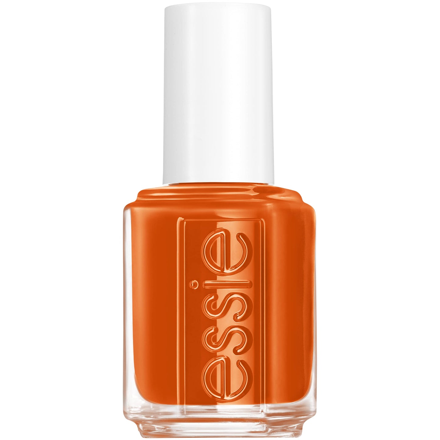 essie nail polish, ferris of them all collection, muted burnt-orange glossy shine nail color with a cream finish, let it slide, 0.4600 fl. oz.
