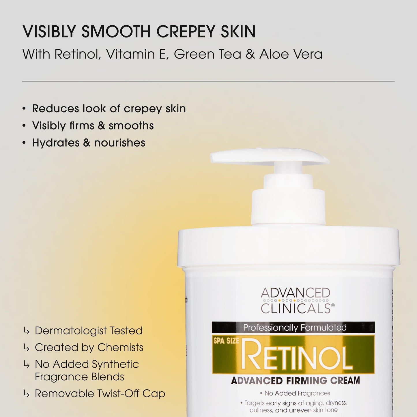 Advanced Clinicals Retinol Body Lotion + Collagen Cream Fragrance Free Face Moisturizer & Body Cream 2pc Skincare Set For Women & Men Helps Reduce