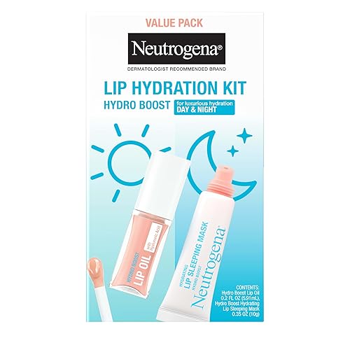 Neutrogena Hydro Boost Lip Hydration Kit with Light Pink Tinted Lip Oil and Clear Overnight Lip Sleeping Mask, Both with Hyaluronic Acid Designed