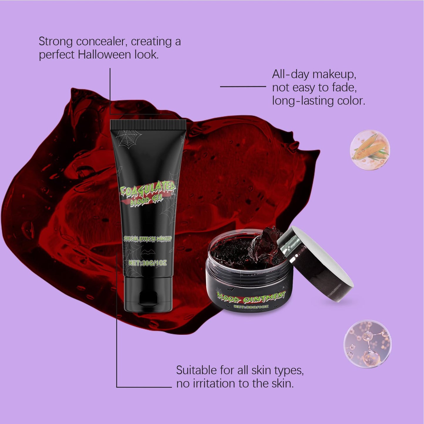 Halloween Makeup, Bloody Wound Festive Horror Halloween Makeup Kit, Washable Fake Blood Zombie Zombie Role-Playing, for Facial And Body Painting