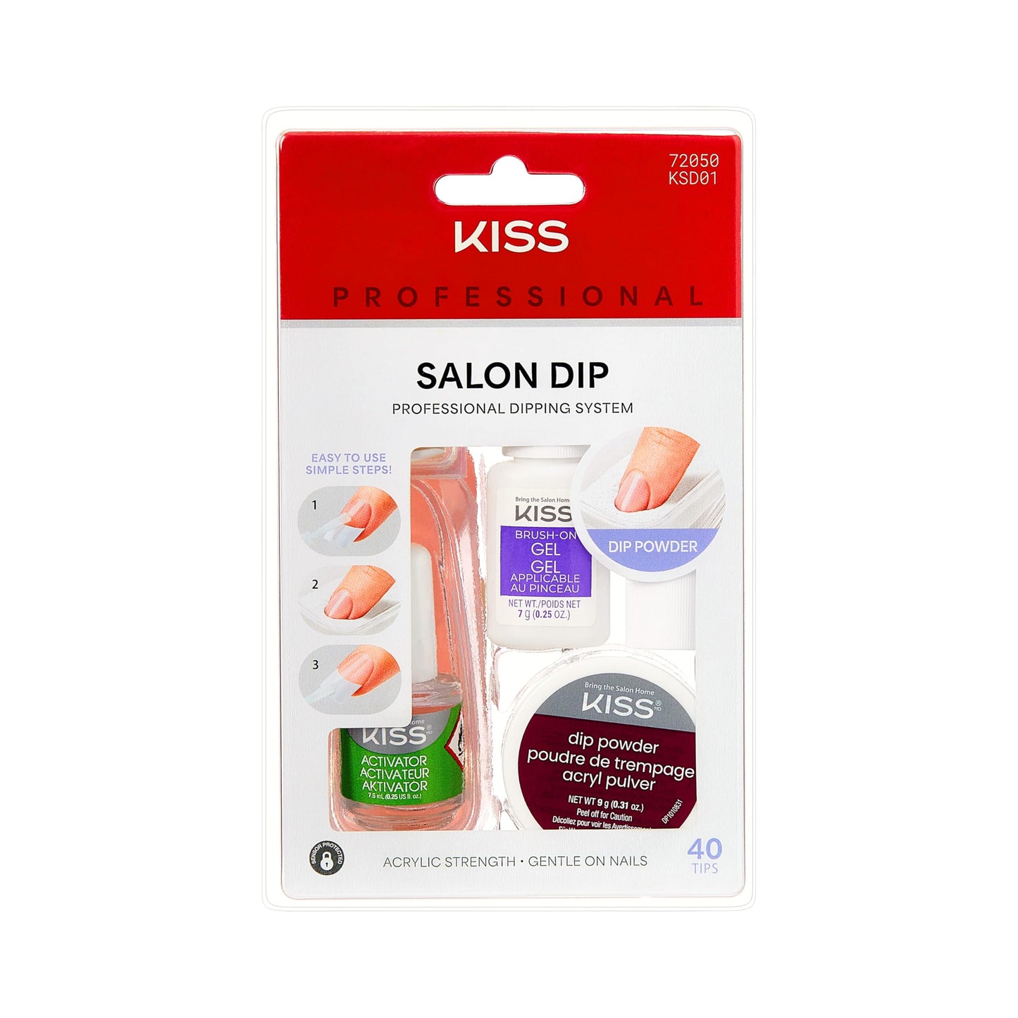Kiss Salon Dip Professional Dipping System Dip Powder Manicure Kit, Brush-On Gel, Dip Powder, Activator, 2 Brushes, Dipping Tray, Cuticle Stick Beauty & Personal Care KISS