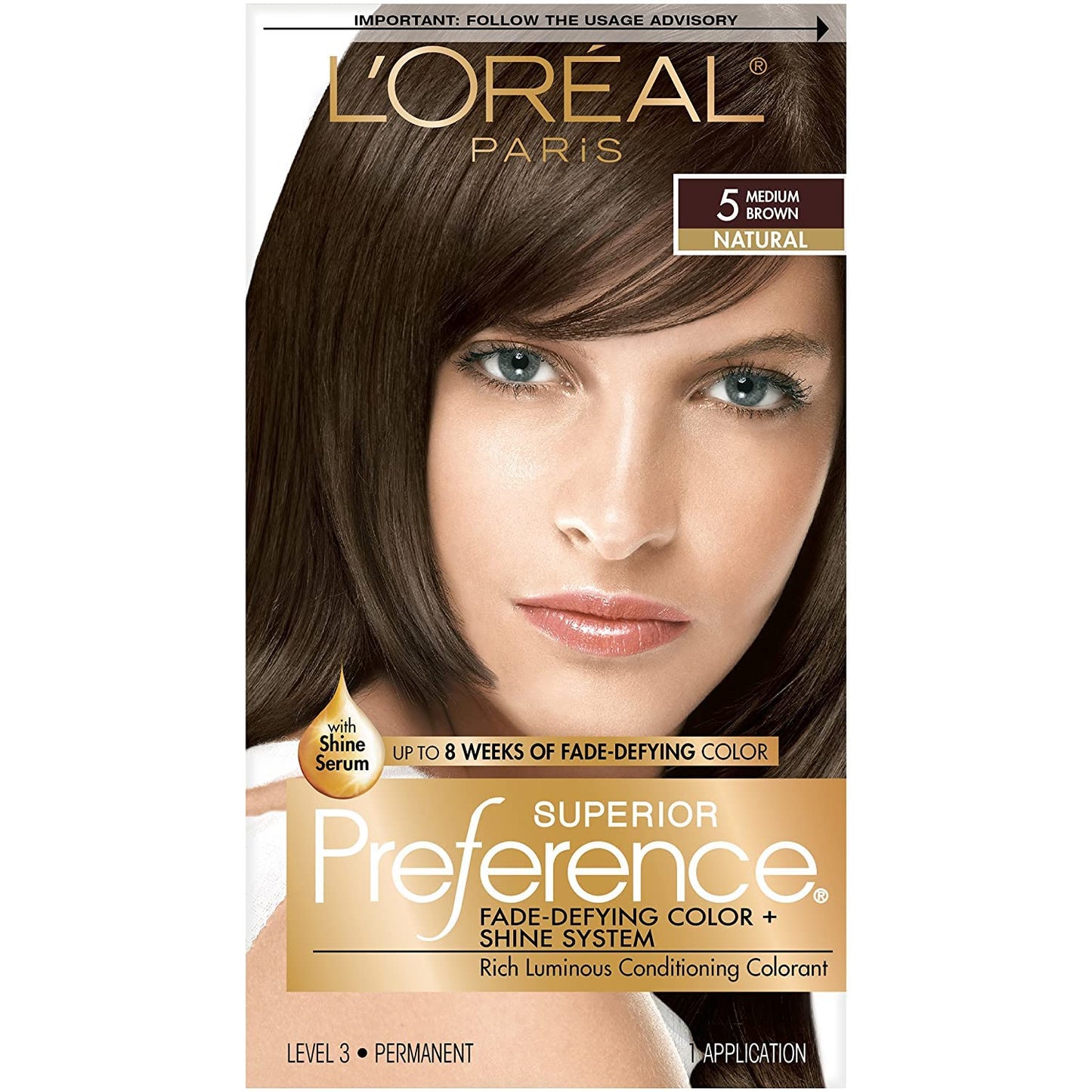 L’Oreal ParisSuperior Preference Permanent Hair Color, 5 Medium Brown 1 ea (Pack of 5)