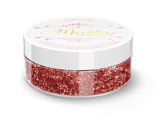 MARBLERS Chunky Natural Mica Powder [Ruby Pearl] 0.11oz (3g) | Highly Pigmented | Non-Toxic, Vegan, Cruelty-Free | Eyeshadow, Body Butter, Nail