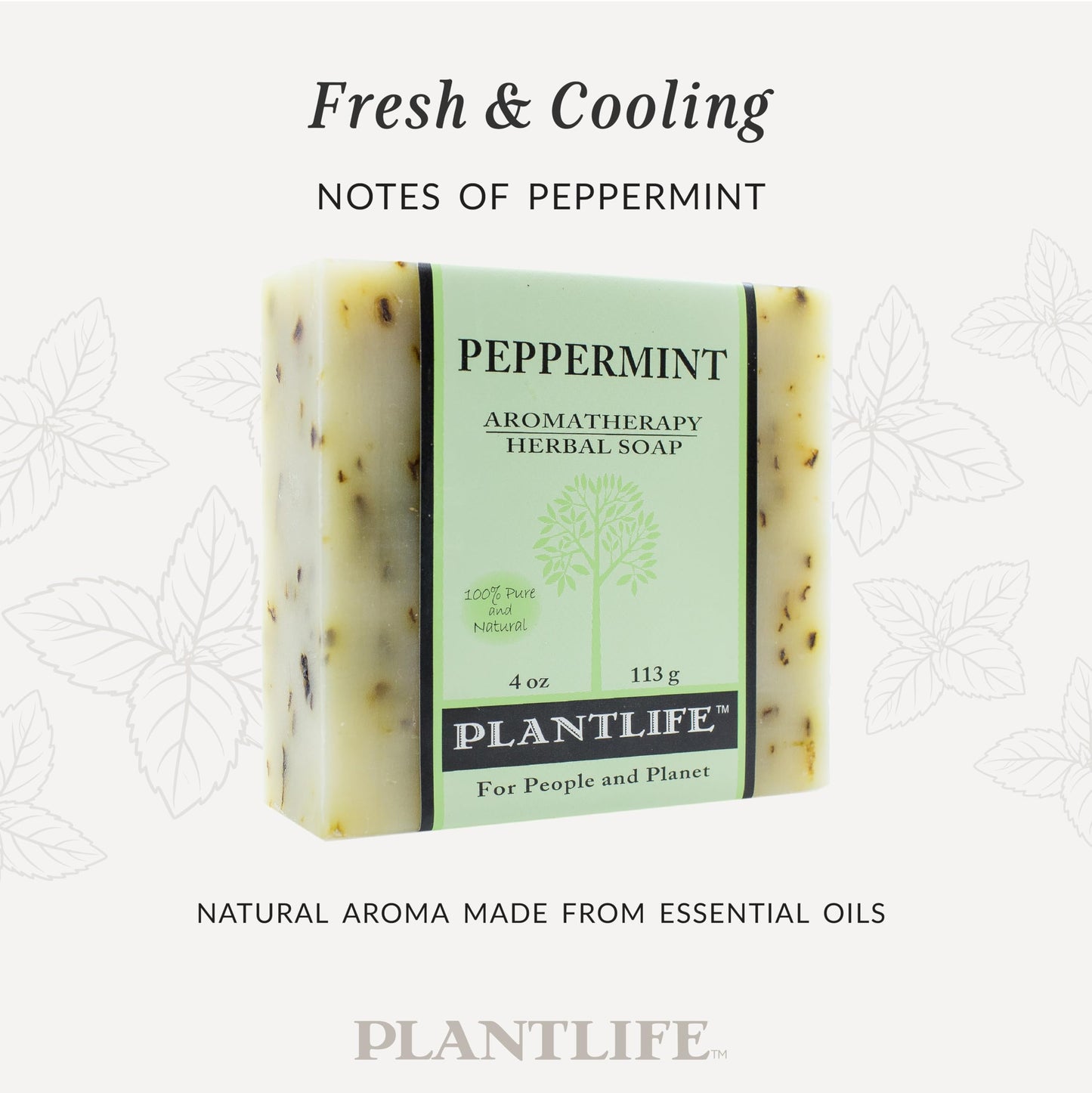 Plantlife Peppermint Bar Soap - Moisturizing and Soothing Soap for Your Skin - Hand Crafted Using Plant-Based Ingredients - Made in California 4oz Bar