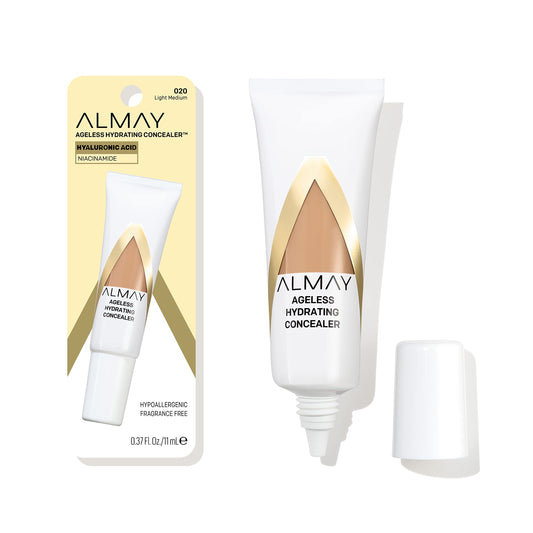Almay Anti-Aging Concealer, Face Makeup with Hyaluronic Acid, Niacinamide, Vitamin C & E, Hypoallergenic, -Fragrance Free, 020 Light Medium, 0.37 Fl