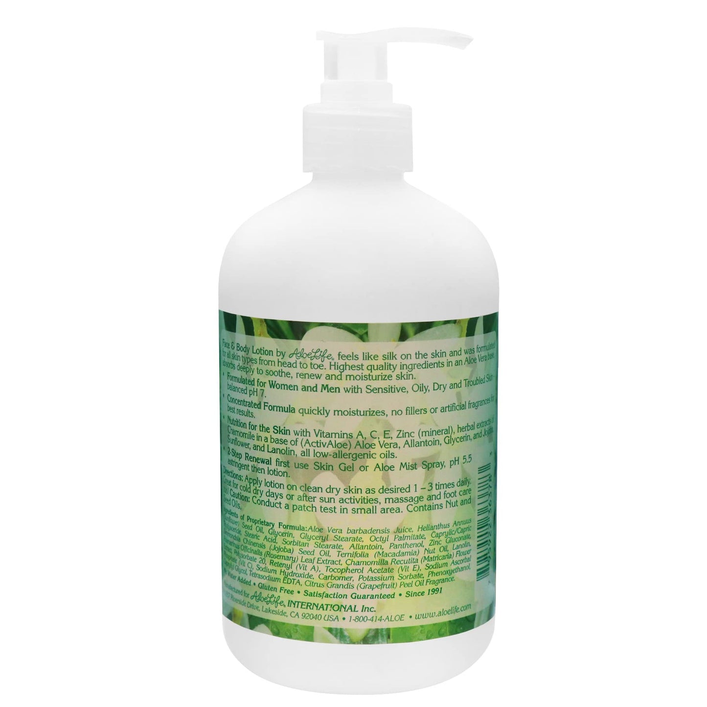 Aloe Life - Face & Body Lotion, Concentrated Formula, Hydrates Dry Skin, Contains Antioxidants, Minerals, & Herbal Extracts, Pleasant Grapefruit