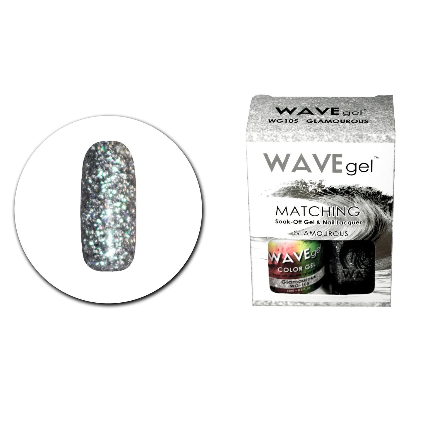 WAVEGEL Soak-0ff Gel & Nail Lacquer Matching Duo Set - Glamourous - WG105-105 I 0.5 Oz Beauty & Personal Care WAVE gel