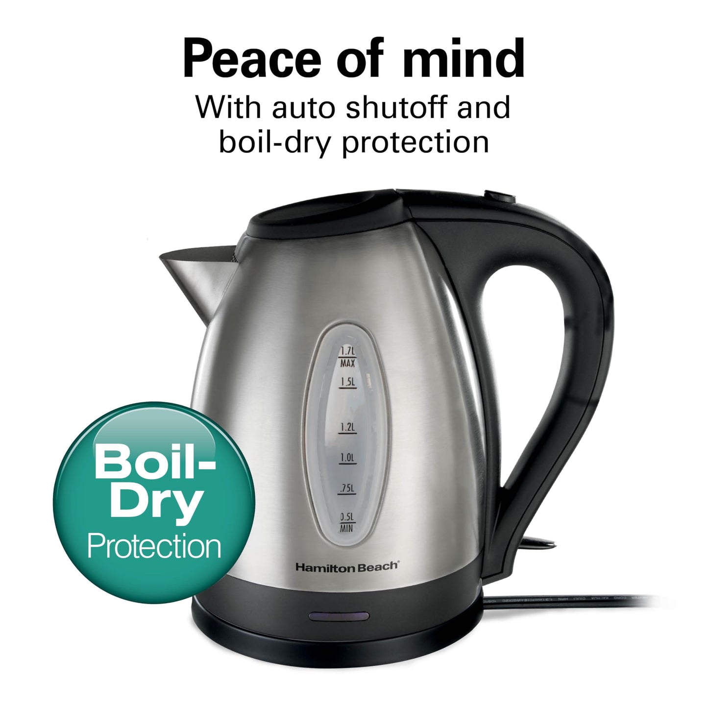 Hamilton Beach Electric Tea Kettle, Water Boiler & Heater, 1.7 Liter, Cordless Serving, 1500 Watts for Fast Boiling, Auto-Shutoff and Boil-Dry…