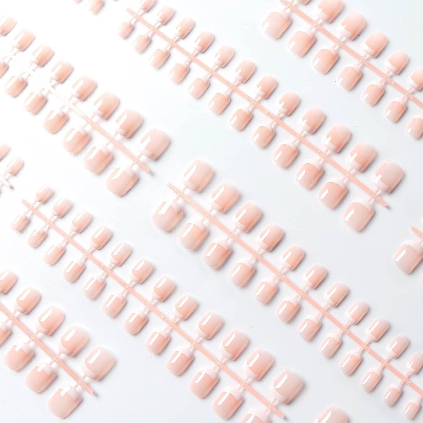 LIARTY 240 Pcs Natural French Short False Nails 12 Size Acrylic Full Cover Nails with Simple Case Press on(240Pcs)