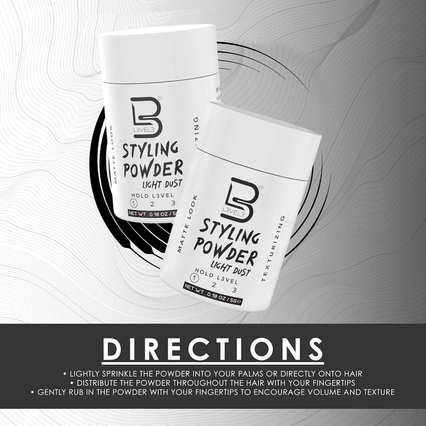 L3 Level 3 Travel Styling Powder - Small 0.18 oz for Travel - Natural Look Mens Powder