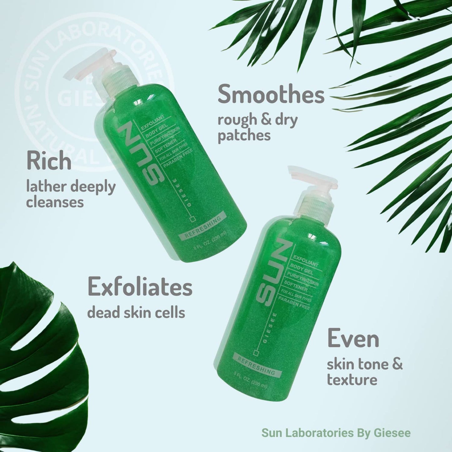 Sun Laboratories By Giesee Self Tanning Lotion, Tan Maintainer, and Exfoliant Body Gel - 3-Pack 8 Oz. Bottles, Non-Toxic Self Tanner, Ultra Dark