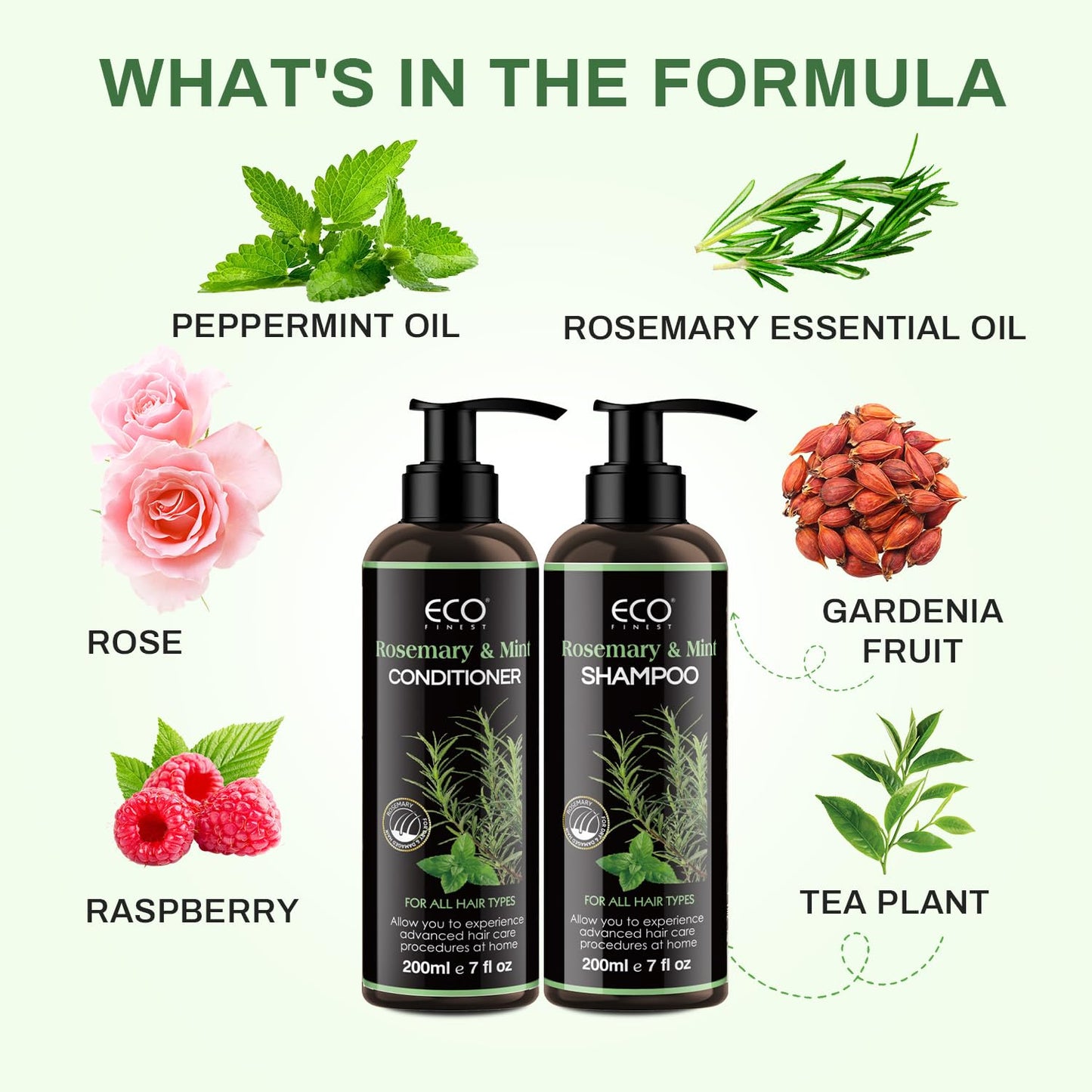 Rosemary Mint Strengthening Shampoo and Conditioner Set, Deep Cleaning & Refreshing Hair,Oil Control,Biotin Infused,Repair Damaged Hair,Revitalize