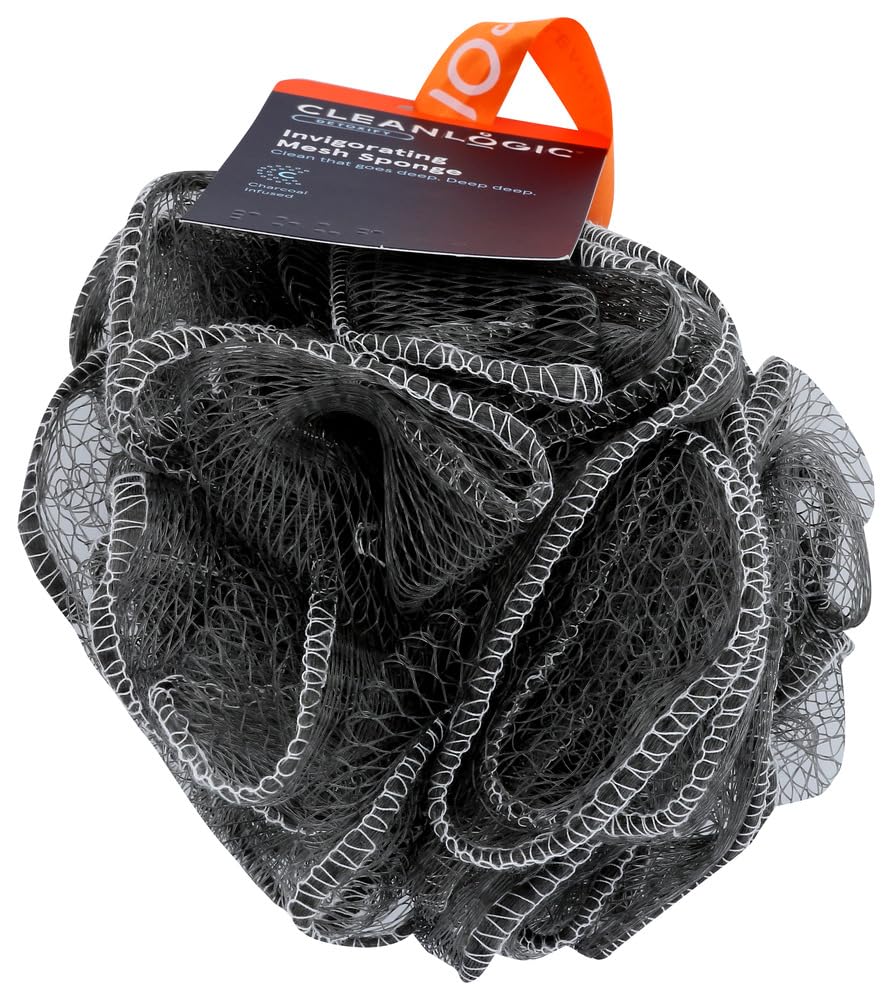 Clean Logic Purifying Charcoal Mesh Bath Sponge (2 Pack)2