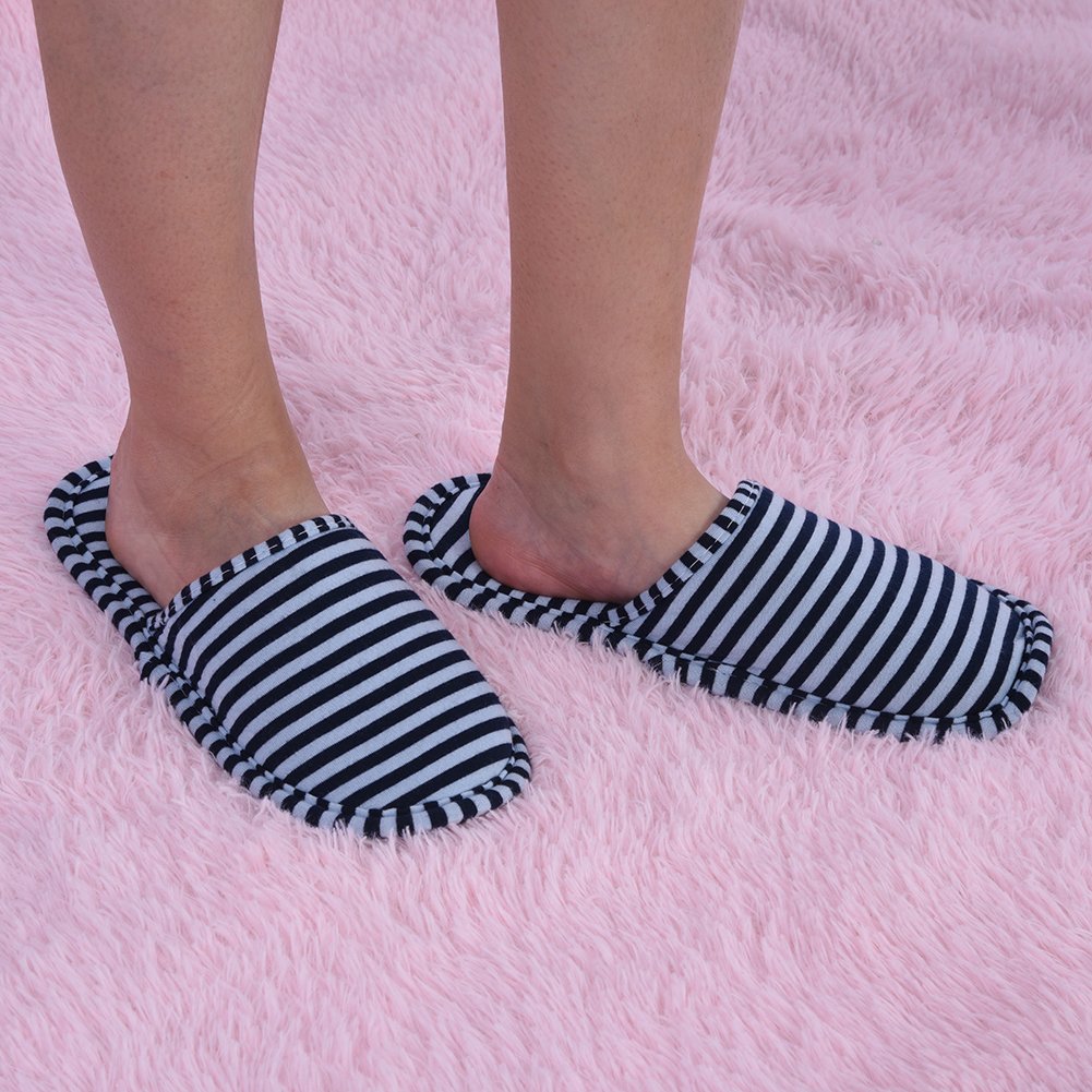 Foldable Travel Slippers - Soft Cotton Anti-slip, SPA/House/Guest Slippers for Family,Hotel,Portable,Not Disposable,Men & Women (Blue stripes) Beauty & Personal Care Wbestexercises