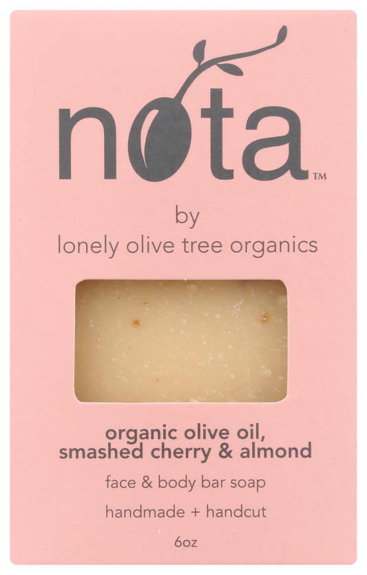 Nota Face & Body Bar Soap, Organic Olive Oil, Smashed Cherry & Almond, 6 Ounce (Pack of 1)