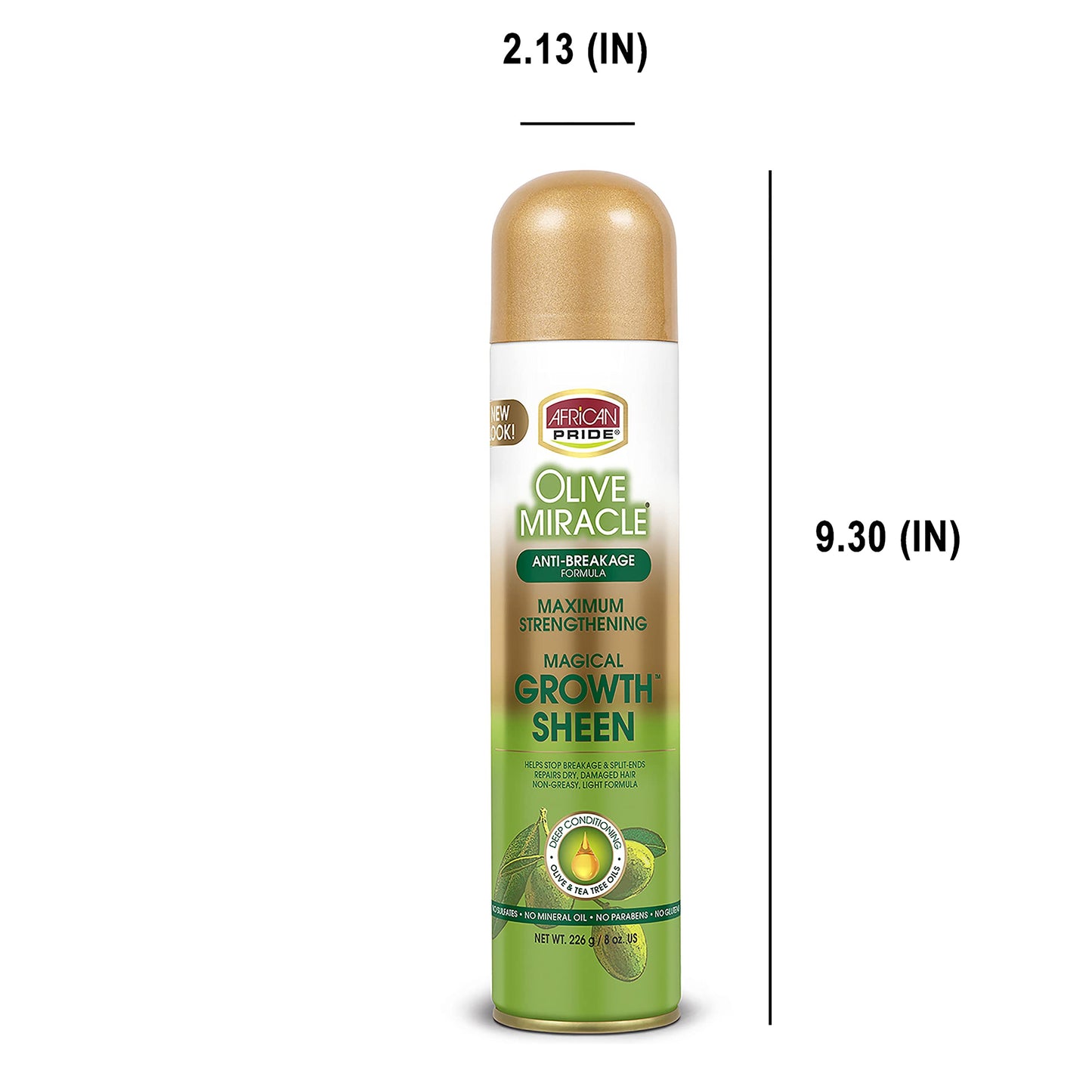 African Pride Olive Miracle Magical Growth Sheen Hair Spray - Enriched with Olive & Tea Tree Oil for Natural Beauty, Moisture & Shine, 8oz
