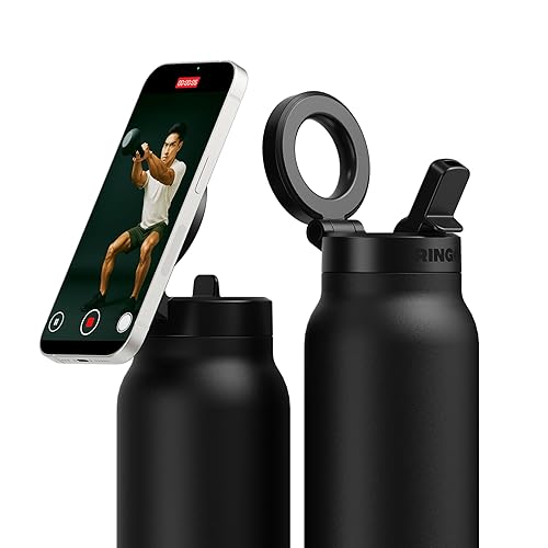 Ringo PRO Water Bottle with Magnetic Phone Mount & Sip Straw Lid - Insulated Stainless Steel Bottle for Workouts, Content Creation, Navigation