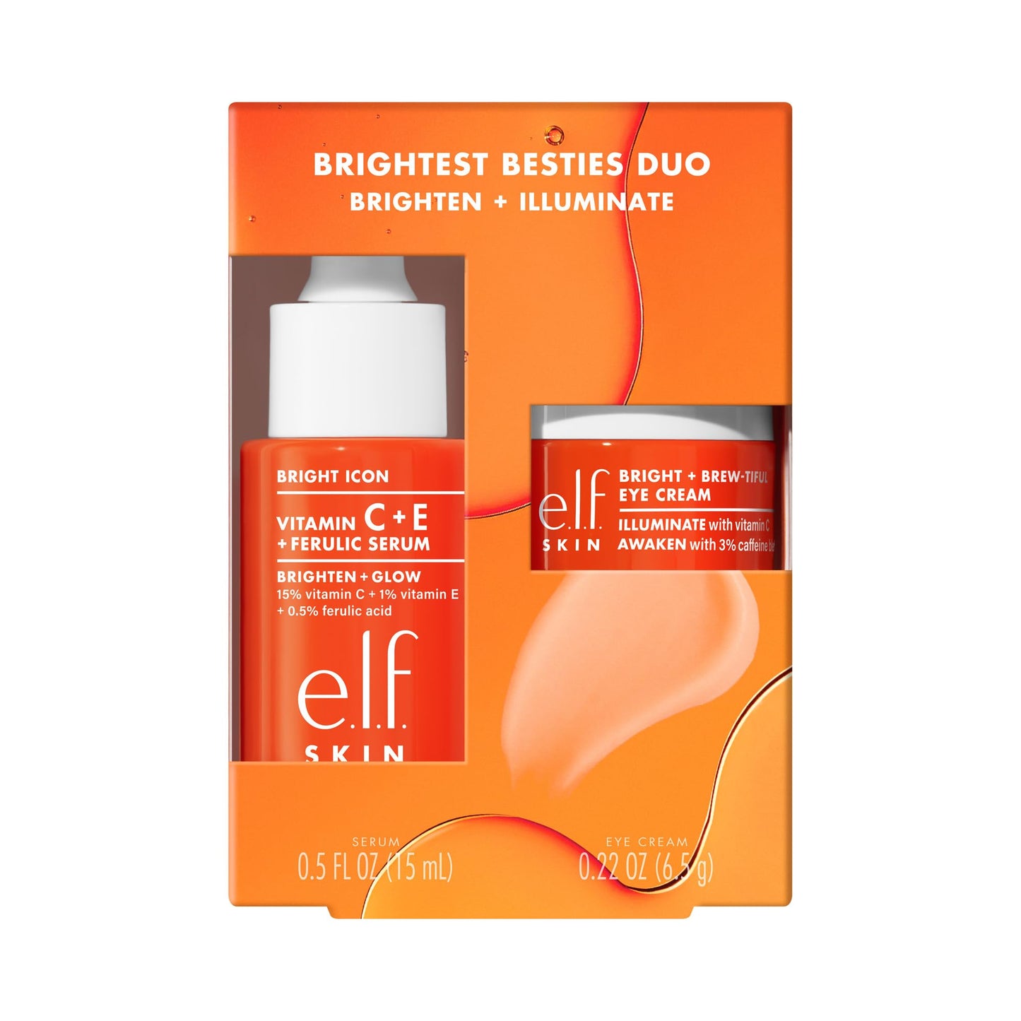 e.l.f. SKIN Brightest Besties Duo, Travel-Sized Skincare Set, Brightening Face Serum & Vitamin C Eye Cream, Boosts Radiance, Depuffs & Evens Skin
