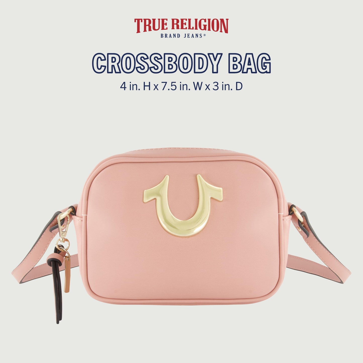 True Religion Women's Crossbody Bag, Mini Adjustable Shoulder Handbag Camera Purse with Horseshoe Logo, Berry